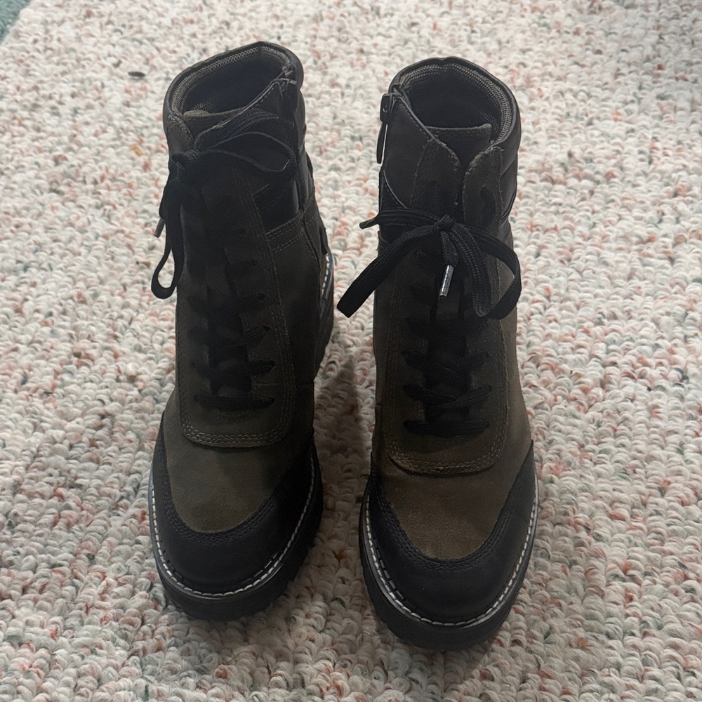 Franco Sarto Black and Brown Combat Boots